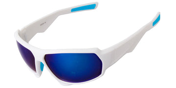 White + Mirrored Ice Blue Polarized Lenses (SG6286-5)