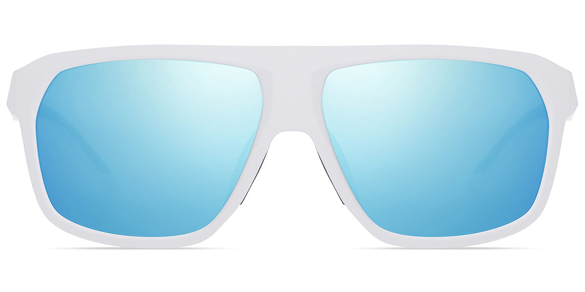 White + Mirrored Ice Blue Polarized Lenses (SG6163-4)