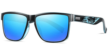 Black + Mirrored Ice Blue Polarized Lenses (SG6215-3)