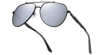 Matte Black + Mirrored Silver Polarized Lenses (SG4414-04)